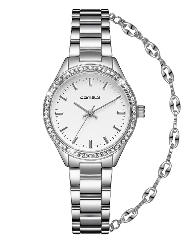 CIVO Gold Damenuhr Vintage Armbanduhr Klein - Rechteckige Uhren Damen Analog Quarz Frauen Uhr Klassische Geschenke 2030 Silber
