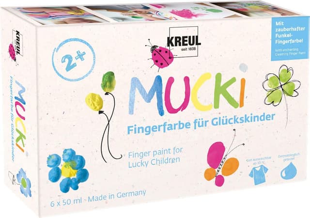 🎨 KREUL 23050 - Mucki Fingerfarbe für Glückskinder, 6 x 50 ml 🌈