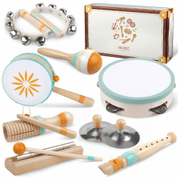🎶 Kleinkind-Musikinstrumente Set 🎵 Montessori-Holzspielzeug für Babys 👶 Geburtstagsgeschenk für 1-3 Jährige Angebot bei HelloDeals