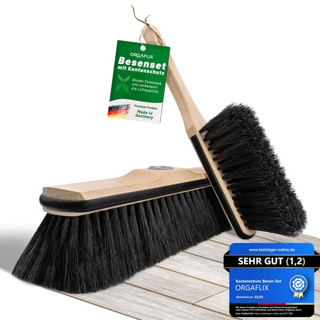 ORGAFLIX Premium Besen mit Handfeger ohne Stiel mit Kantenschutz 🧹🌟