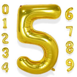 🎈 AULE Luftballon Zahl 5 Gold: XXL 101 cm Folienballon Geburtstag 🎉 Angebot bei HelloDeals