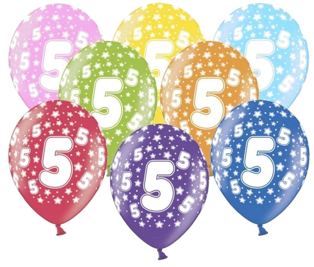 Kunterbunte Luftballons 5. Geburtstag Deko - 10er Pack, Made in EU
