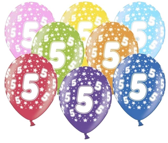 Kunterbunte Luftballons 5. Geburtstag Deko - 10er Pack, Made in EU