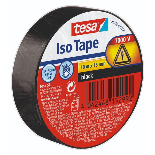 🔌🔧🔥 tesa Isolierband - Selbstklebendes Isolierband, hitzebeständig - Zum Isolieren, Reparieren und Bündeln - 1 x 10m - Schwarz 🖤