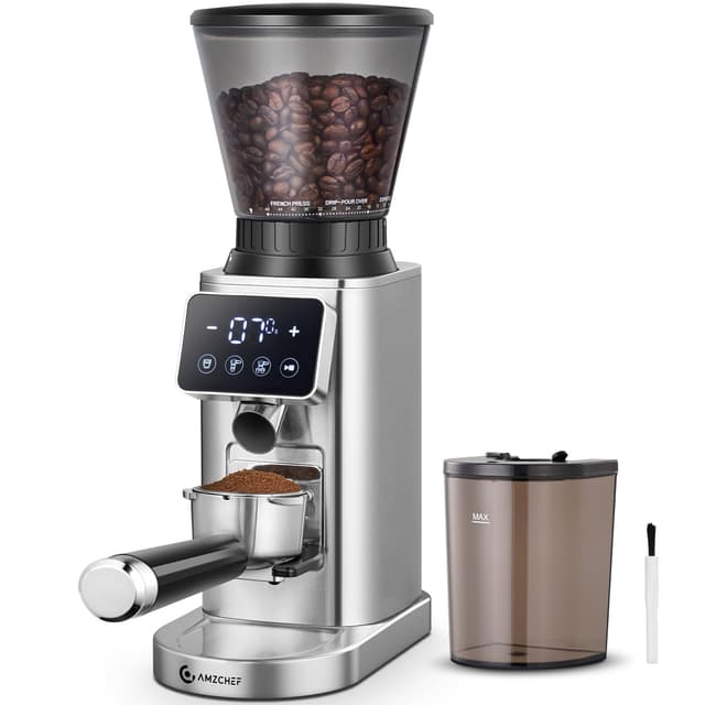 🌟 AMZCHEF Elektrische Kaffeemühle mit 48 Mahlgraden | Siebträger Kaffeemühle Elektrisch 🌟