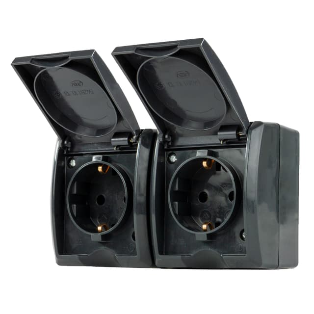 🔌✨ SALE: REV AquaForm Doppelsteckdose-Feuchtraumsteckdose, IP44, anthrazit