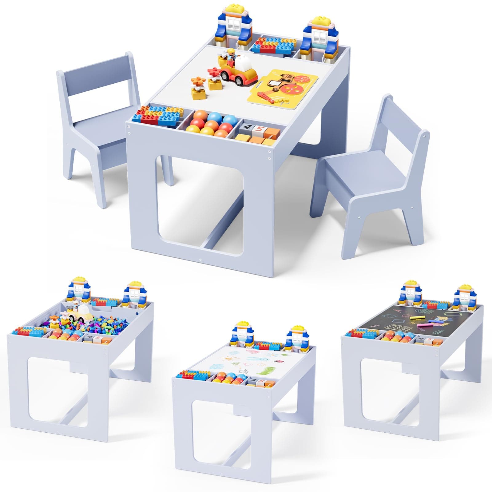 🌟 Clevich Kindertisch mit 2 Stühlen Kindersitzgruppe 🎨
