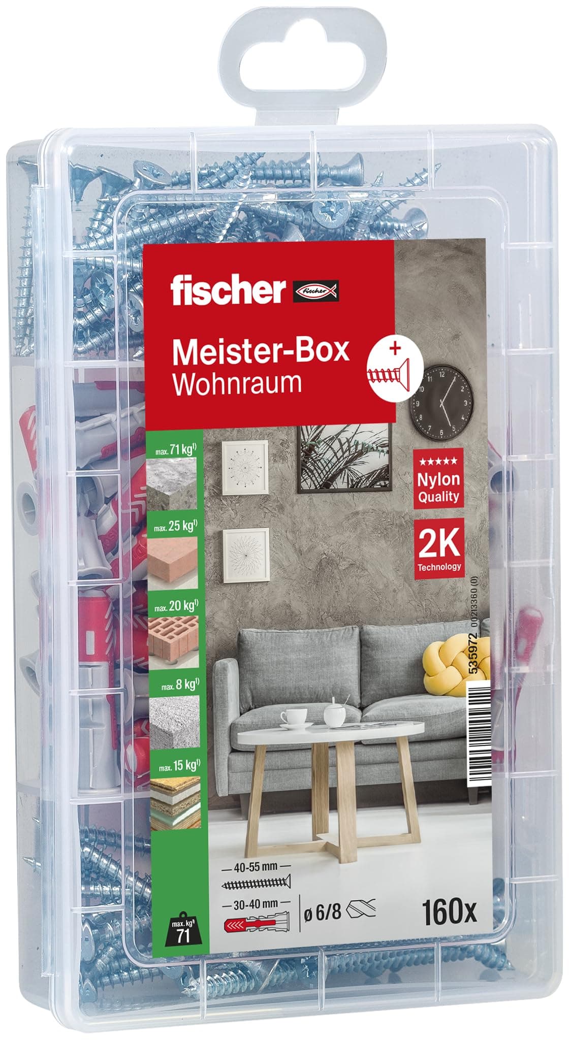 🔩🔧 Fischer Meister-Box Wohnraum: 160-teiliges Dübel- und Schraubenset 🏠