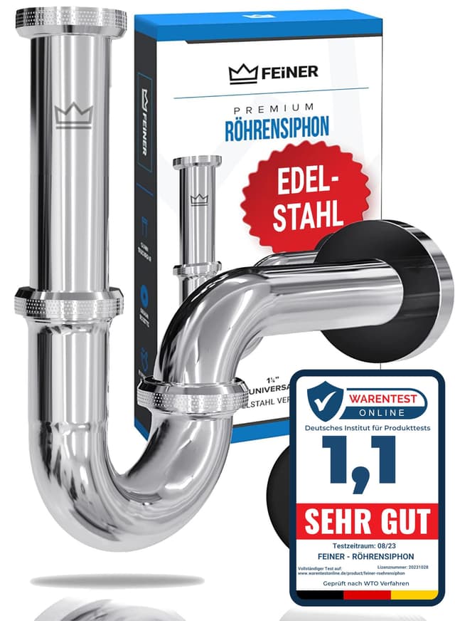 FEINER® Premium Universal Siphon für Waschbecken EDELSTAHL 🚿✨