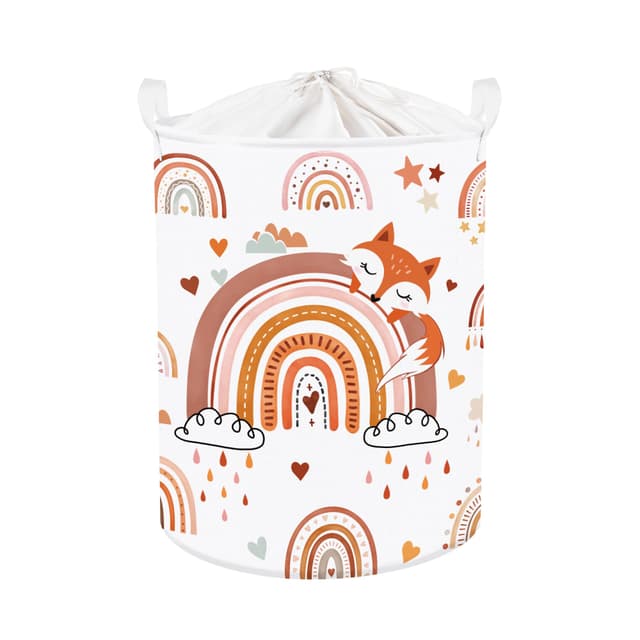 Clastyle Regenbogen Kinder Wäschekorb mit Henkel Faltbar Kleidung Spielzeug Aufbewahrungskorb Mädchen Aufbewahrungsbox für Babyzimmer Bad, Fuchs, 40 * 30 * 30 cm
