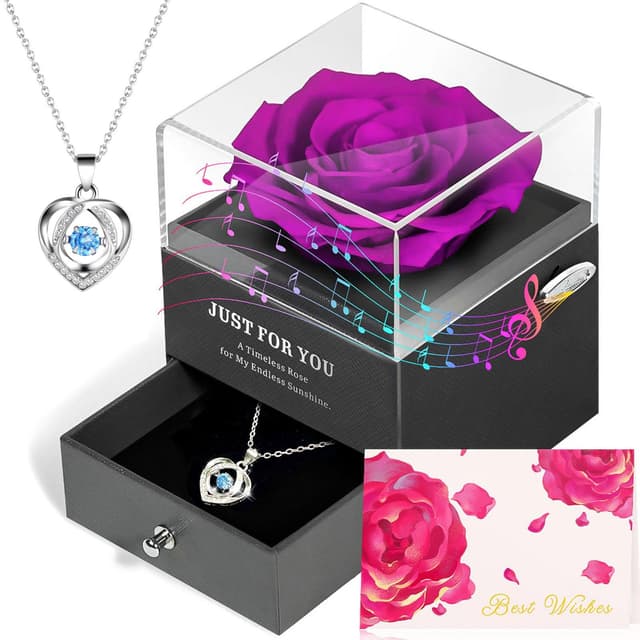 Ewige Rose und herzförmige Halskette - Muttertagsgeschenk 🌹