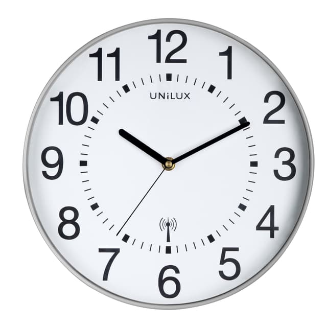 🕰️ Unilux Funk-Wanduhr Maxi Wave, 37,5cm, silbergrau - Sonderangebot!
