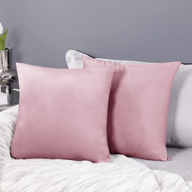 Deconovo 2er Set Samt Kissenbezüge Sofa Kissenbezug Zierkissenbezüge Weich Design Dekor Schlafzimmer Wohnzimmer Couch Büro, 40x40 cm, Sakura Pink