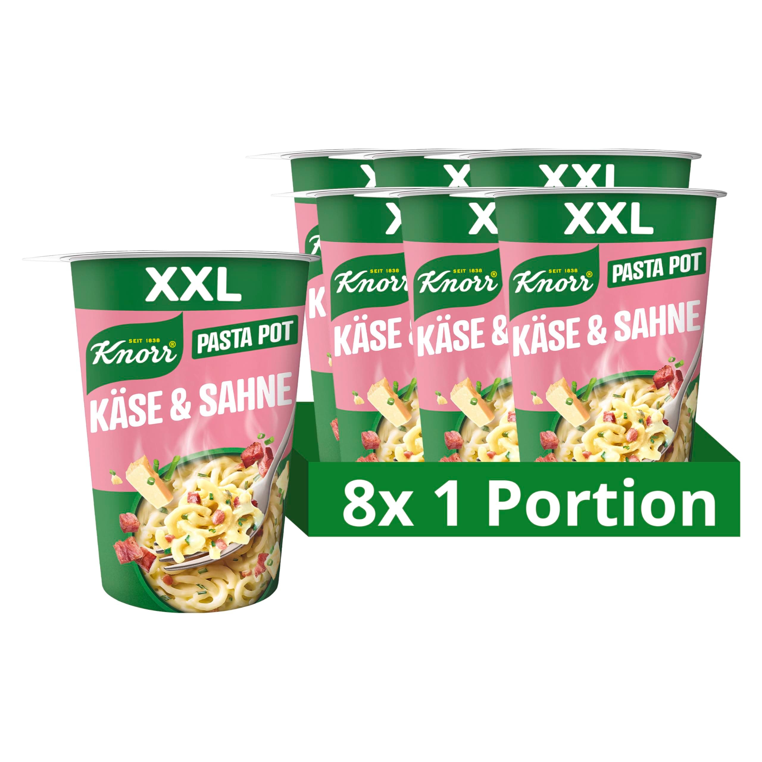 Knorr Big Pot Pasta Snack Käse & Sahne 🧀🍜 Leckere Instant Nudeln - 8er Pack