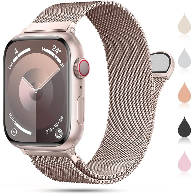 OULUOQI Ersatzarmband Kompatibel mit Apple Watch Armband 41mm 40mm 38mm 46mm 45mm 44mm 42mm Damen Herren, Einstellbar Metall Armbänder aus Edelstahl für iWatch Series Se Ultra 10 9 8 7 6 5 4 3 2 1 Roségold 38mm/40mm/41mm/42mm(Series 10)