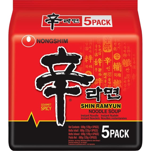 Nong Shim Instantnudeln Shin Ramyun – Koreanische Rindfleisch Ramen Suppe sehr scharf