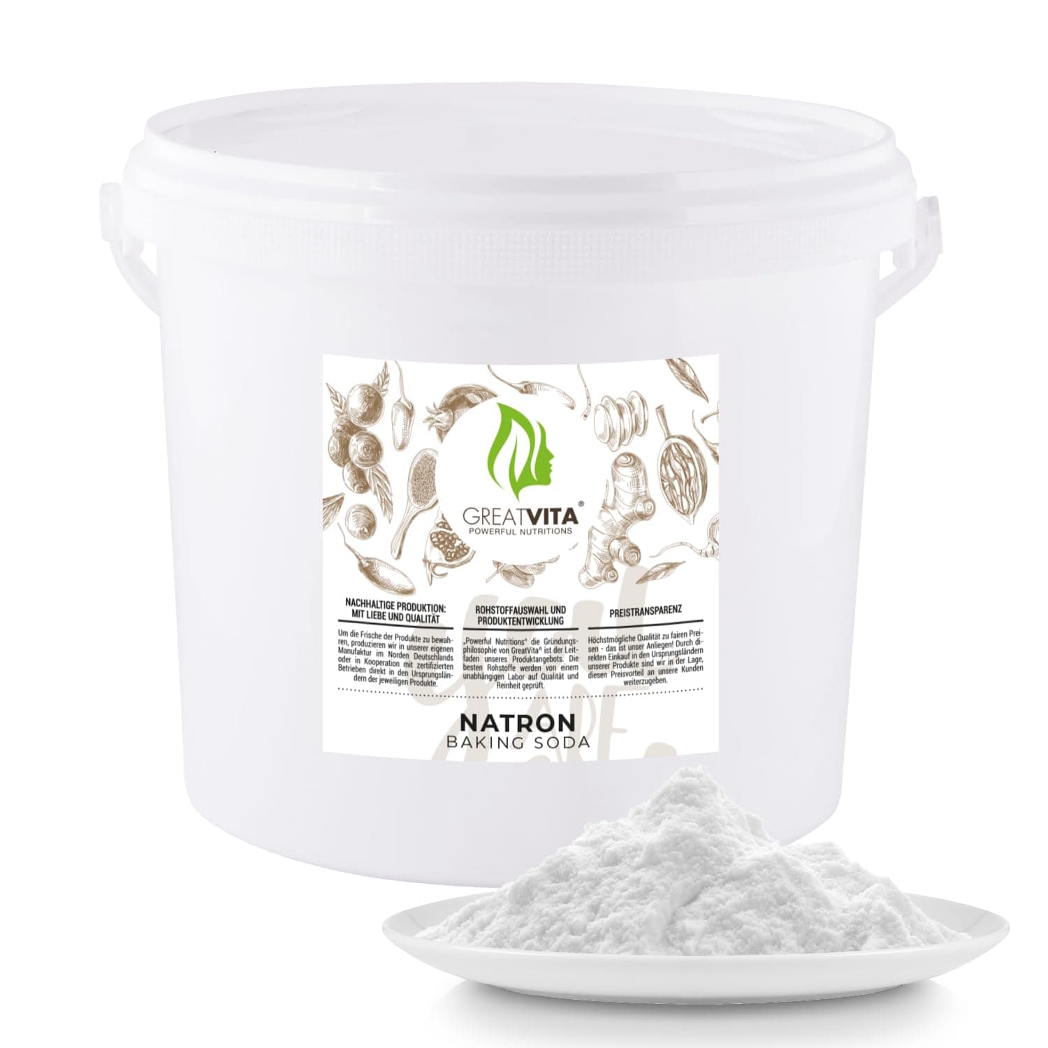 Natron Pulver 5 kg - Backpulver E500ii | Premium Qualität - Ökologisches Natriumcarbonat, Hochreine Lebensmittelqualität 🌿🥐