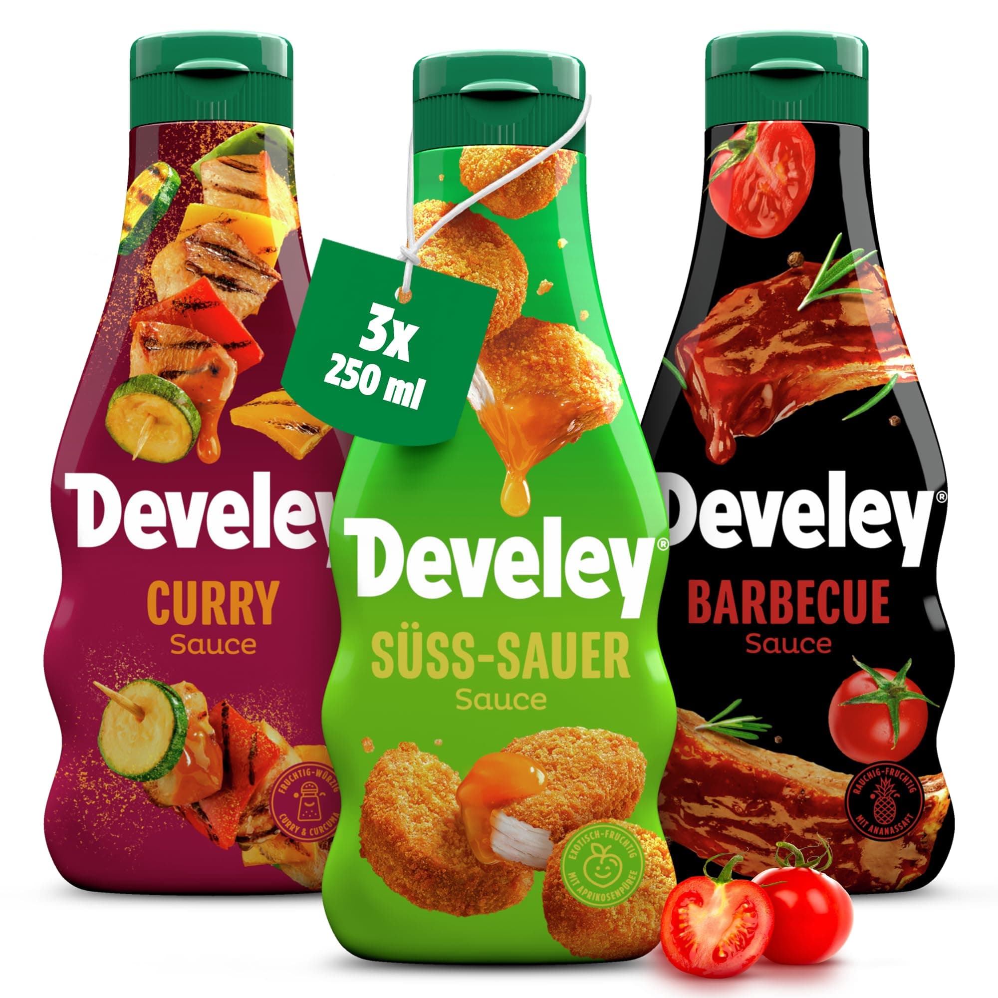Develey Saucen-Set 3x250ml Squeeze-Flaschen Bundle 🌶️🍔🥢