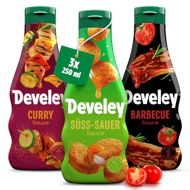 Develey Saucen-Set 3x250ml Squeeze-Flaschen Bundle 🌶️🍔🥢