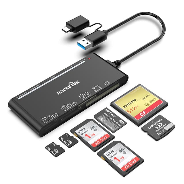 🔥 Super Deal! USB C USB3.0 Multi-Kartenleser 7-in-1 Schwarz