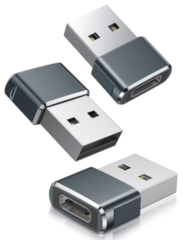 🔌 Basesailor USB auf USBC Adapter für iPhone 16 16e 15 14 Pro Max Plus 3 Pack, Typ C Buchse zu USB-A Stecker Ladegerät Netzteil für iPad 10 2024 Mini 7 Air 6, Apple Watch 8 9, Samsung Galaxy S25 A55 Ultra Grau