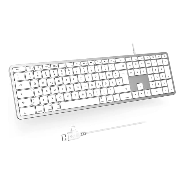 🌟 Seenda Kabelgebundene Mac Tastatur - Silber & Weiß 🌟
