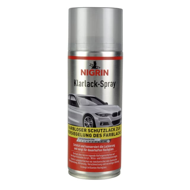 🚗 NIGRIN Acryl Klarlack, 400 ml - Glänzender Autolack zum Schutz von Felgen und Karosserie 🌟
