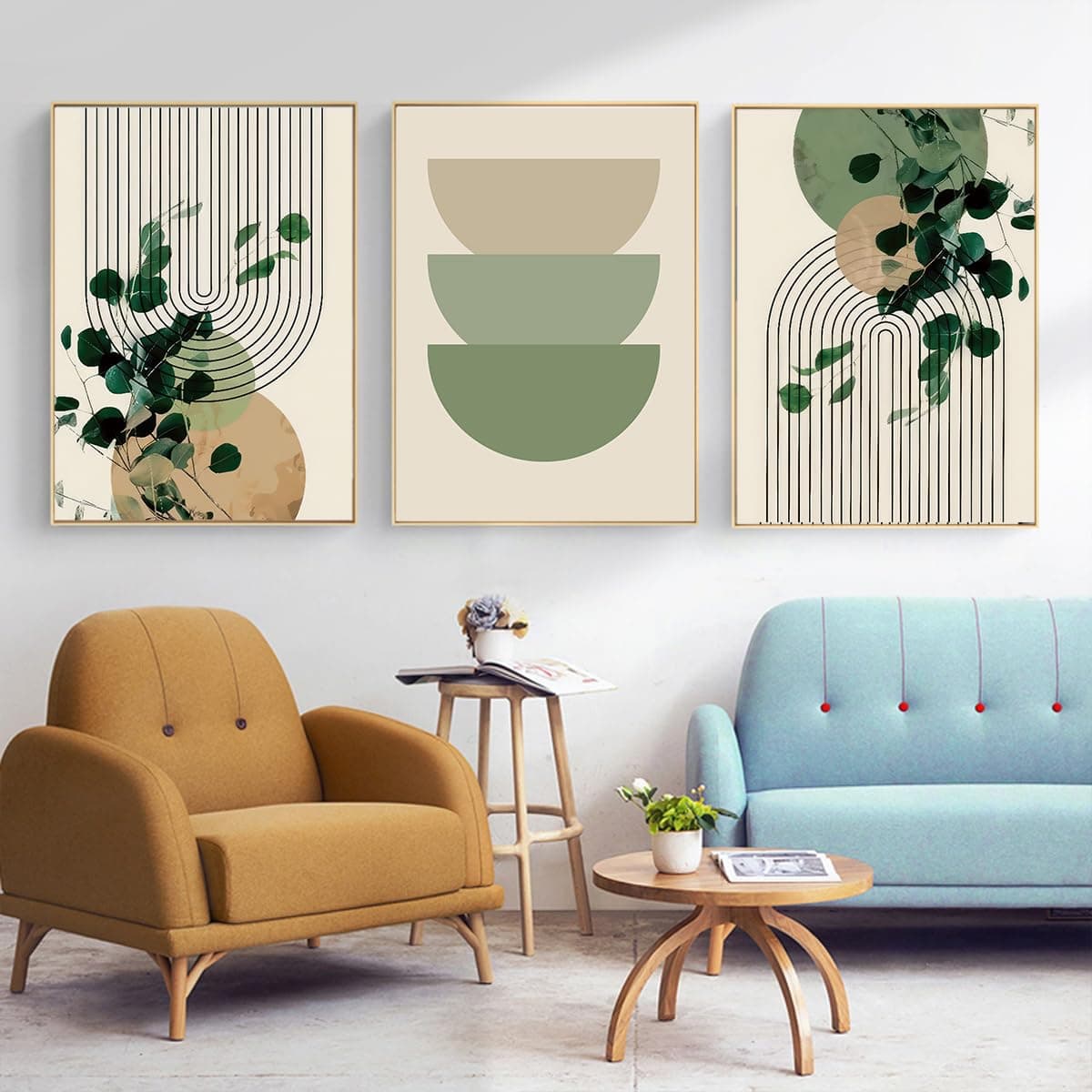 🌿 KXHHYB Modernes Geometrisches Linienbild,Aesthetic Grüne Pflanze Bilder Moderne Wandbilder 🖼️