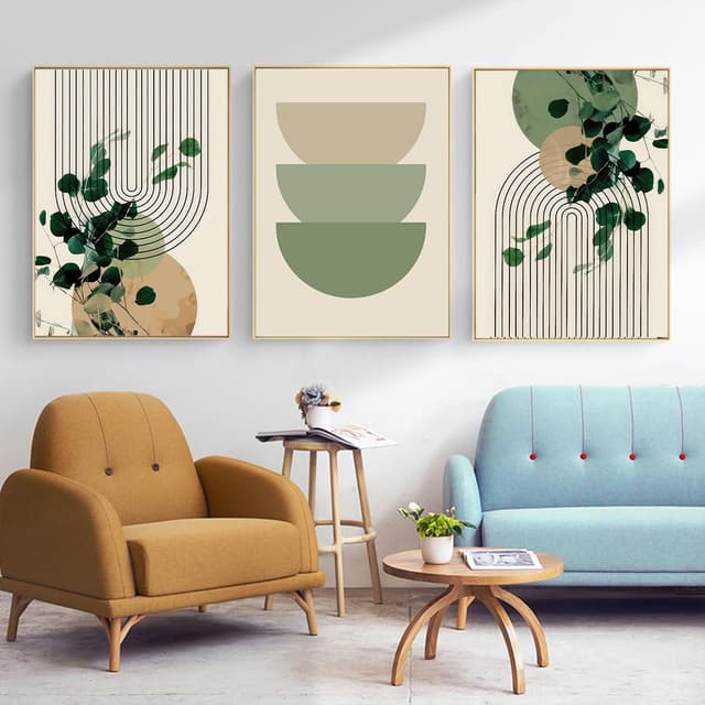 🌿 KXHHYB Modernes Geometrisches Linienbild,Aesthetic Grüne Pflanze Bilder Moderne Wandbilder 🖼️