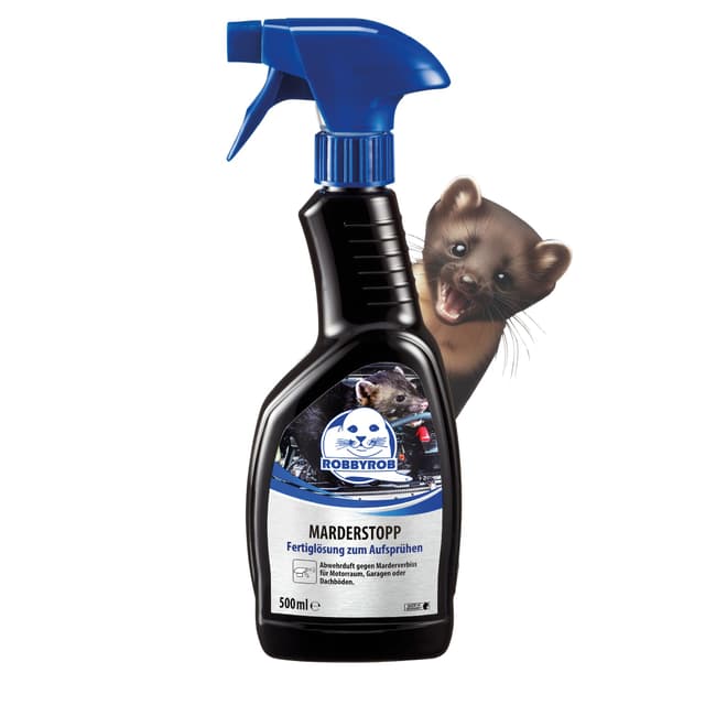 ROBBYROB | Marder Stopp Marderspray 🚗🦡 | Marderabwehr für Auto, Haus, Dachboden, Garten und Garage
