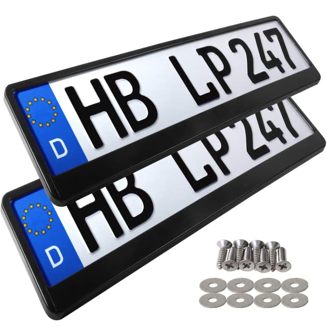 🚗 L&P A162 2 x Kennzeichenhalter in schwarz Nummernschild Kennzeichenhalterung 🚗
