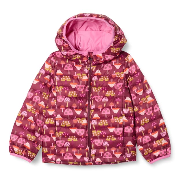 🧥 Amazon Essentials Mädchen Leichte, Wasserabweisende, verstaubare Kapuzenjacke 10 Jahre Helles Burgunderrot Pilz