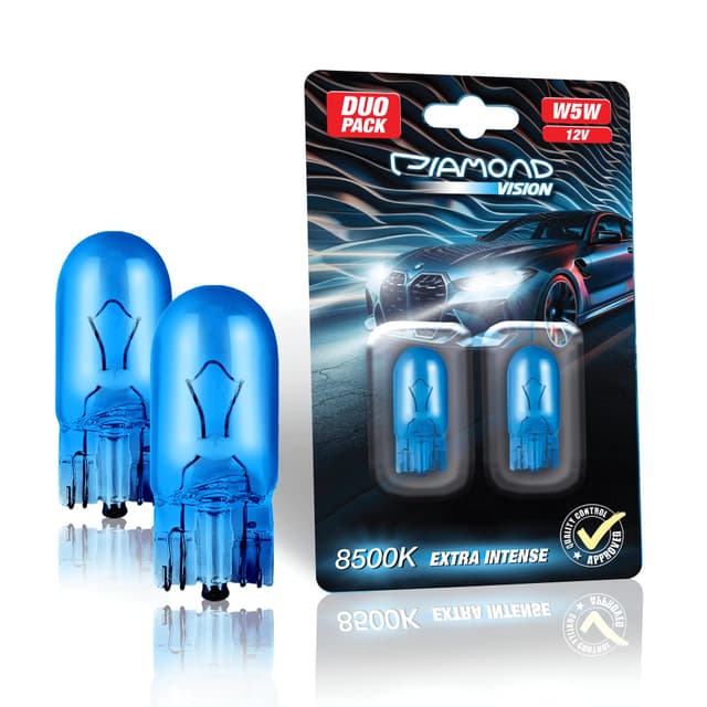 💎 Diamond Vision 2x W5W T10 12V 5W | Xenon Look | Halogen KFZ Autolampen | 8500K Super Ultra White | extrem langlebig | 2er SET 💡