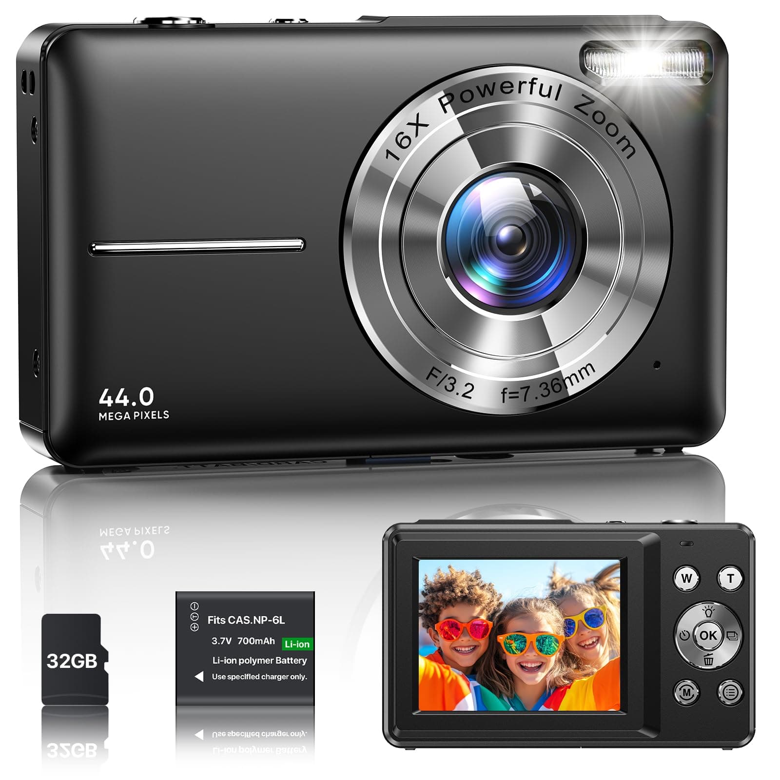 📸 Digitalkamera 1080P Fotokamera 44MP Kamera Fotoapparat Tragbare Kompaktkamera