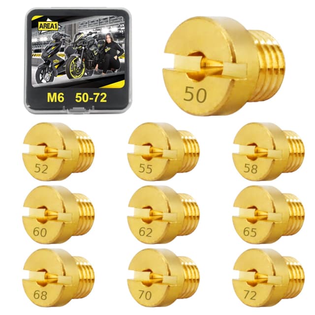 🔧 Area1 10 Stück Universal Vergaser Düsen Set M6, 6mm Vergaser Hauptdüsen Set