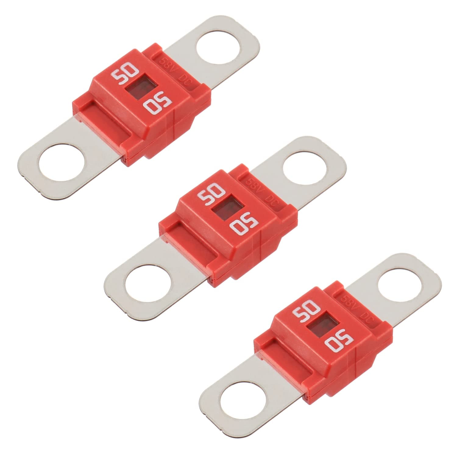 BOJACK Midi Hochstromsicherung Bolt-on Sicherung 50A Ampere rot für PKW, LKW, Baufahrzeuge, Busse, Wohnwagen (3 Stück 50A) 🚗🔧