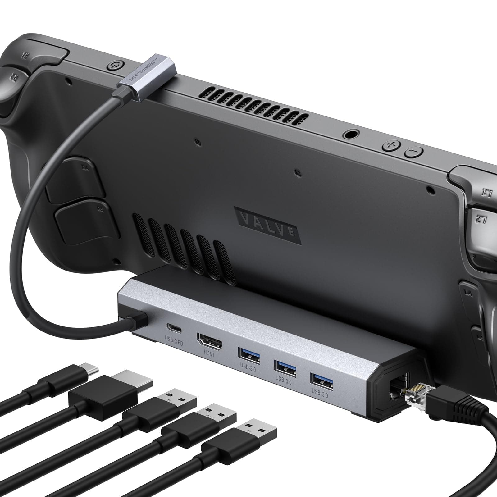 JSAUX Steam Deck Dock 6-in-1-Dockingstation | 4K@60Hz HDMI | Gigabit-Ethernet | 100W Ladung
