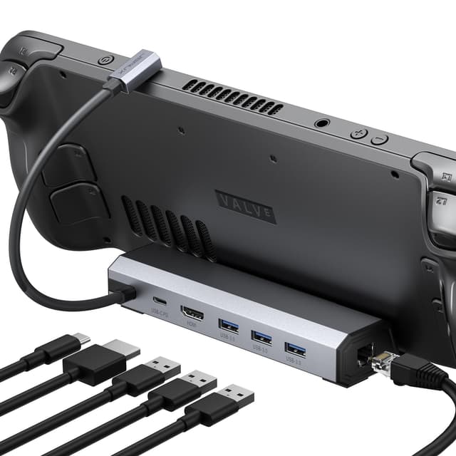JSAUX Steam Deck Dock 6-in-1-Dockingstation | 4K@60Hz HDMI | Gigabit-Ethernet | 100W Ladung