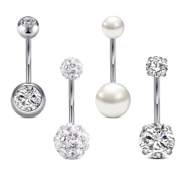 Rajnard Bauchnabelpiercing Set 🌟 4 Stück-14g (1,6 Mm)-12 Mm