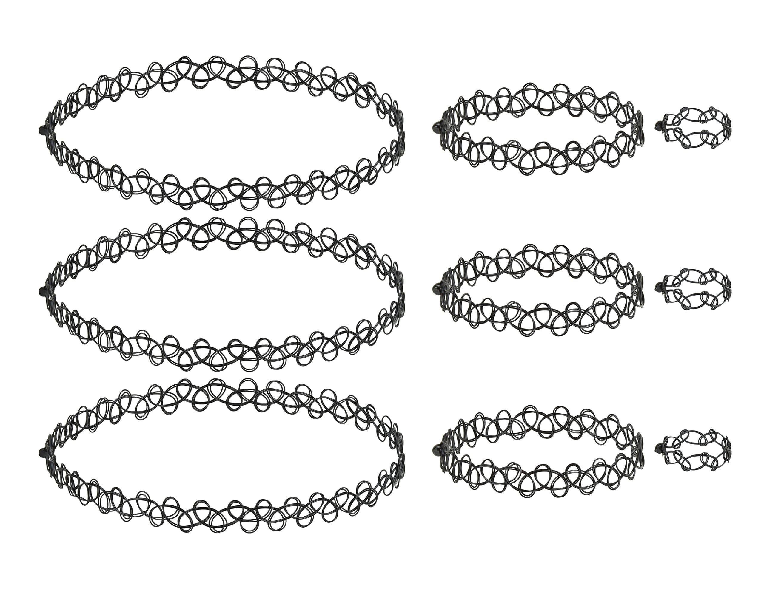 🌟 eLander Halsketten-Set 🌟 Halskette + Armband + Ring 🌟 Vintage Retro Stil Tattoo Set