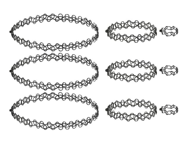 🌟 eLander Halsketten-Set 🌟 Halskette + Armband + Ring 🌟 Vintage Retro Stil Tattoo Set