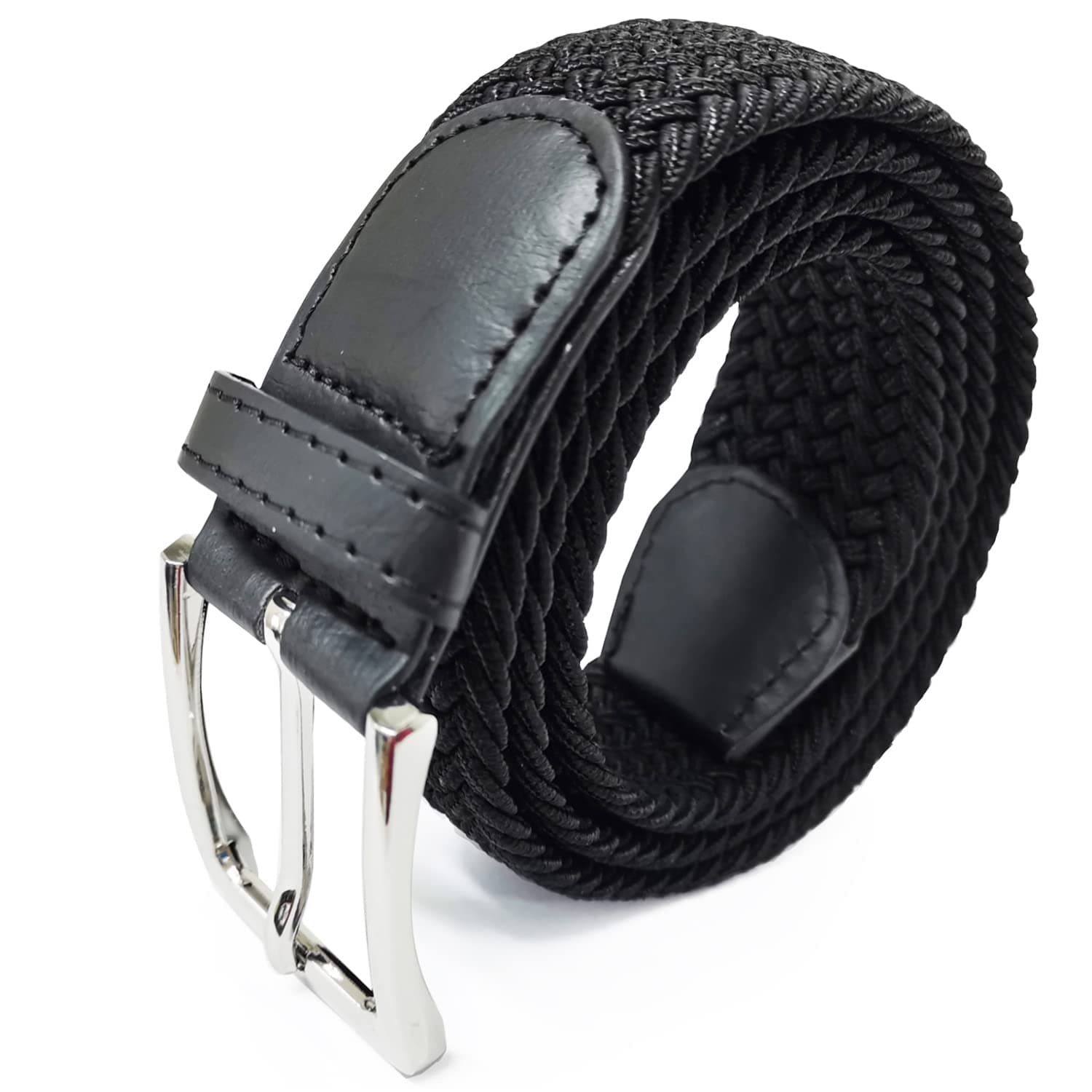 Glamexx24 Unisex Elastischer Stoffgürtel 🌟 Geflochtener Stretchgürtel Dehnbarer Gürtel für Damen und Herren 110 Schwarz