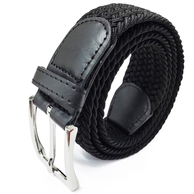 Glamexx24 Unisex Elastischer Stoffgürtel 🌟 Geflochtener Stretchgürtel Dehnbarer Gürtel für Damen und Herren 110 Schwarz