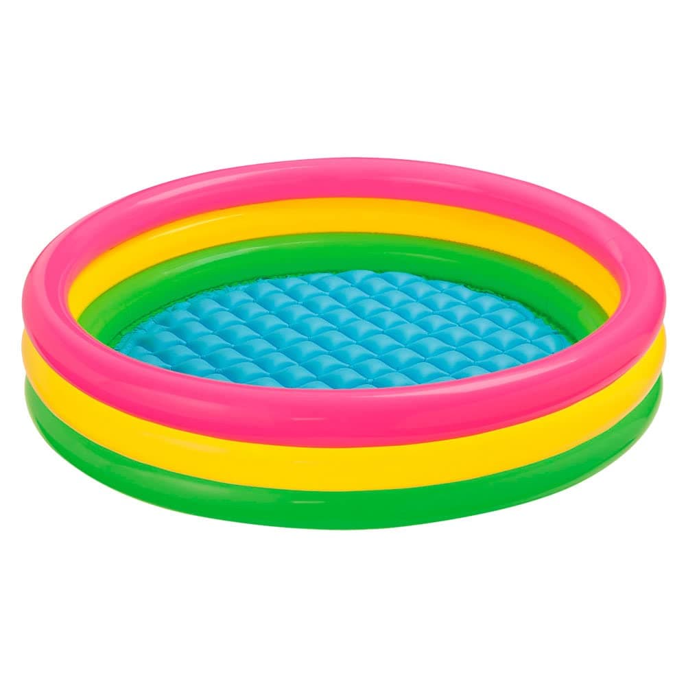 🌅🏊‍♂️ Intex 57412NP - Aufblasbarer Pool Sunset Glow 🌈 DREI Ringe, Vinyl, Mehrfarbig, 114x25 cm Single