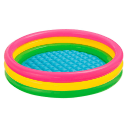 🌅🏊‍♂️ Intex 57412NP - Aufblasbarer Pool Sunset Glow 🌈 DREI Ringe, Vinyl, Mehrfarbig, 114x25 cm Single Angebot bei HelloDeals