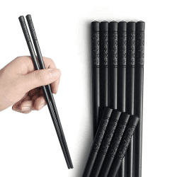 🥢🎁 AOOSY 5-Paar Fiberglas Spülmaschinenfeste Essstäbchen Set Schwarz 🍣🍜 Angebot bei HelloDeals