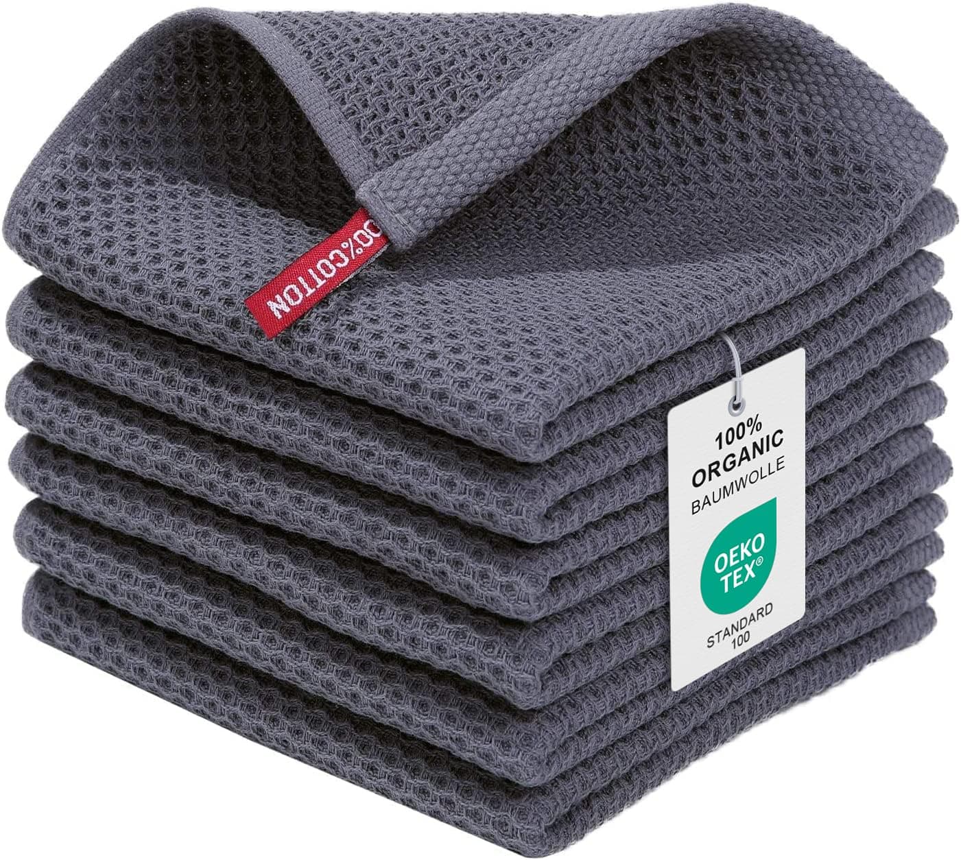 🌿 Moosfor Geschirrtücher 100% Baumwolle, 6er Set 30 x 30 cm, Dunkelgrau 30 x 30cm (6 Stück) Dunkelgrau 🌿