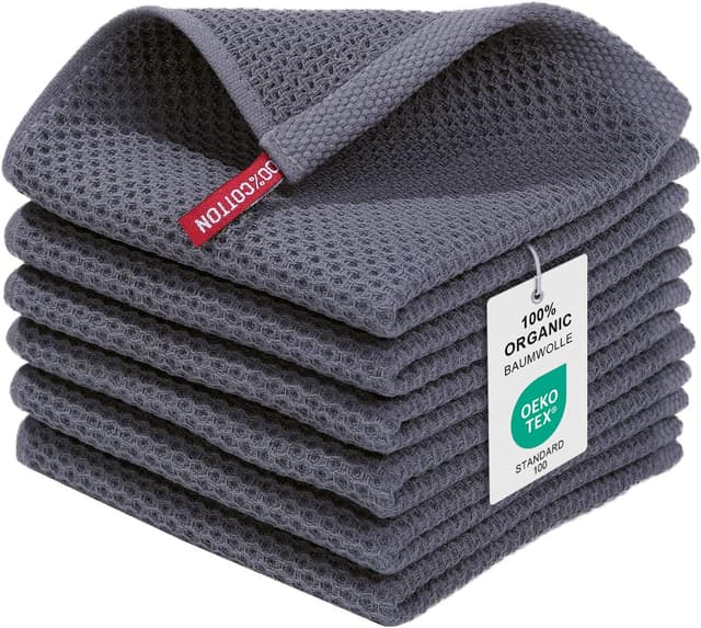 🌿 Moosfor Geschirrtücher 100% Baumwolle, 6er Set 30 x 30 cm, Dunkelgrau 30 x 30cm (6 Stück) Dunkelgrau 🌿