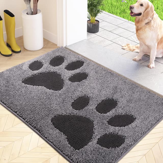 FCSDETAIL Schmutzfangmatte waschbar 50 x 80 cm, Fußmatte Innen, absorbierend Fussmatte, rutschfeste Sauberlaufmatte, wasserdicht Teppich für Hund, Eingang, nasse Pfoten Grau 50 x 80 cm (Rechteckig) - Deal des Tages! 🌟