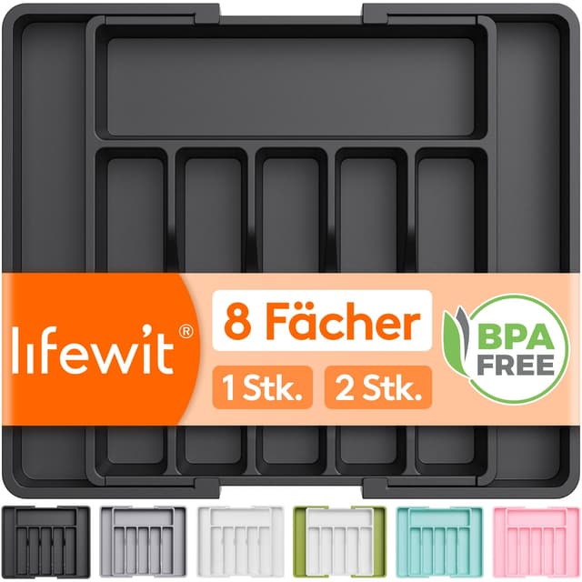 🍴 Lifewit Besteckkasten für Schubladen - Besteckhalter Utensilienhalter für Küchenschubladen 🍴